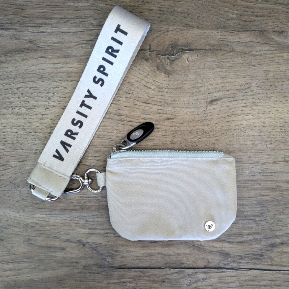 Varsity Spirit Beige Card Holder Wristlet with Strap
